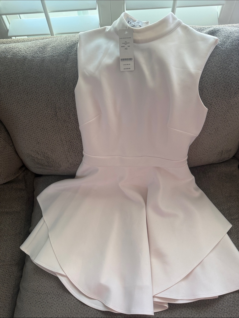 bebe White Sleeveless Fit-and-Flare Mini Dress